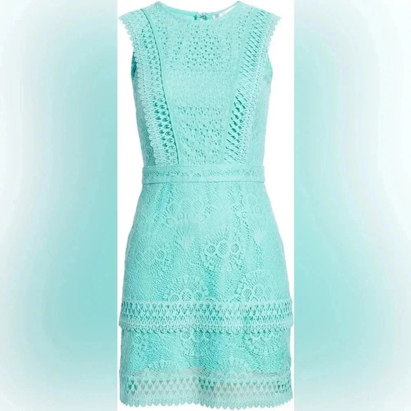 ADELYN RAE GREEN LACE-UP SHORT SLEEVE ELEGANT DRESS SIZE M- NEW - Picture 2 of 5